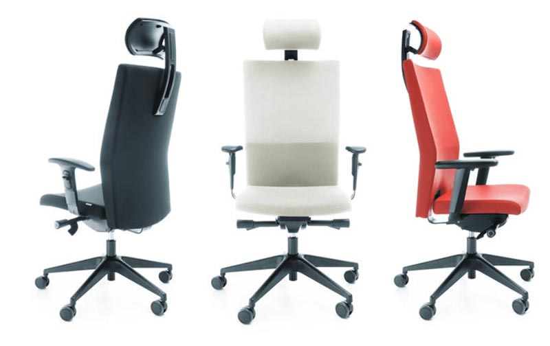 Fotele PROFIm PLAYA - rodzina krzeseł - czarny, biały czerwony - z zagłówkiem