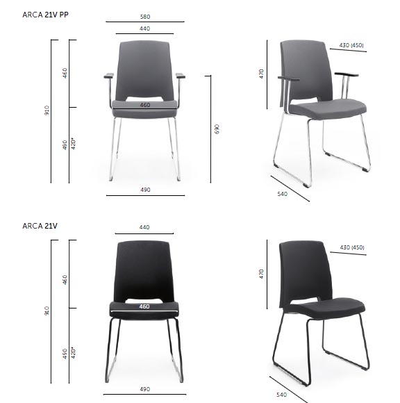 Profim ARCA 21V - Wymiary krzesła
