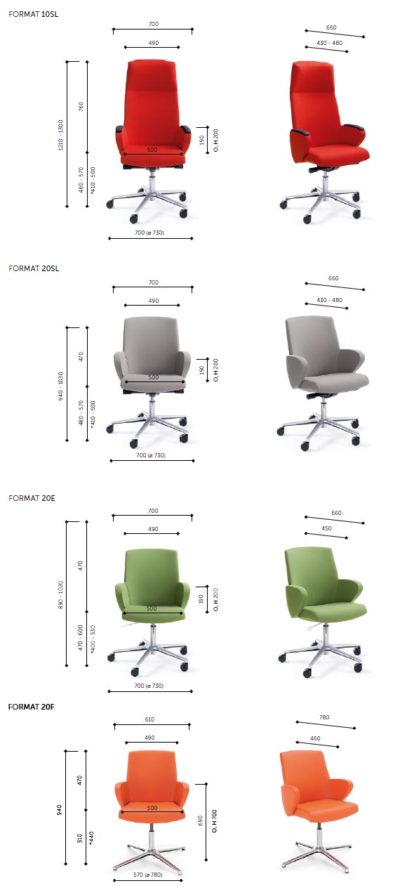 Wymiary foteli Profim Format