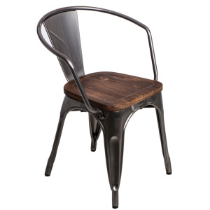 D2 Krzesło Paris Arms Wood metaliczny sosna