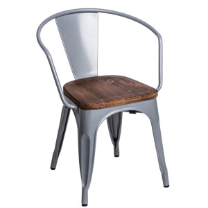 D2 Krzesło Paris Arms Wood srebrny sosna