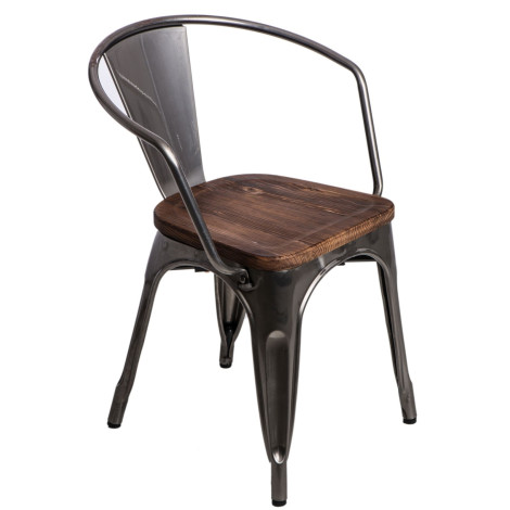 D2 Krzesło Paris Arms Wood metaliczny sosna