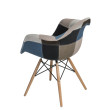 D2 Krzesło P018W patchwork niebiesko-szary podstawa DAW
